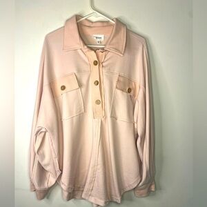 Heyson Oversized Long Pink Blush Collar Pullover Sweatshirt Lagenlook Size Small